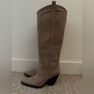 H&M Taupe Heeled Western Style Boots